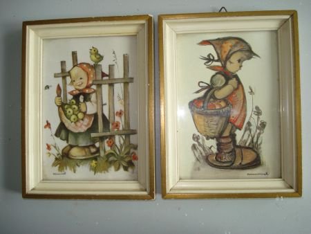 2 schilderijtjes afbeeldingen van Hummel figuurtjes 17 x 13 - 1