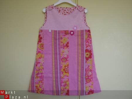 ** Nieuw roze patchwork Bizzkids jurkje - maat 98 - nr. 1