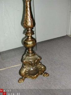 oude schemerlamp met creme kap mooie koperen voet 80 hoog