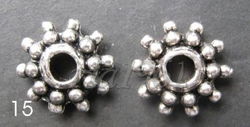tibetaans zilveren spacers 15 - 9 mm:10 voor 0,75
