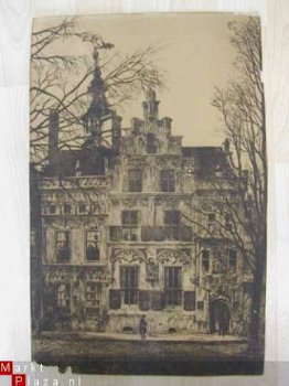 oude tekening van stadhuis of gevelhuis 31 x 48 - 1