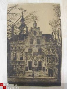 oude tekening van stadhuis of gevelhuis 31 x 48