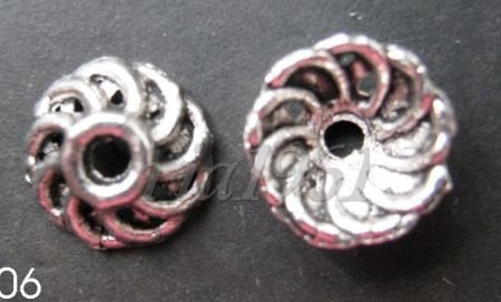 tibetaans zilver:bead caps 06 : 9 mm:10 voor 0,75 - 1