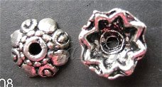 tibetaans zilver:bead caps 08 - 10 mm