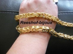 DIKKE KONINGSARMBAND ZWAAR GOUD PLATED, 23 CM 7X7 MM 55 gr