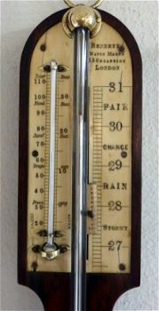 Engelse stickbarometer met ivoren schaalplaten - 1