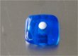 Ringtop glasbead blauw met witte stip verwisselbaar. - 1 - Thumbnail