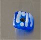 Ringtop glasbead blauw met witte stip verwisselbaar. - 1 - Thumbnail