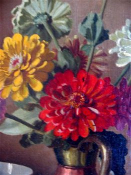 Zinnia's in koperen vaas - A. Althuijzen 1897-1963 - 1