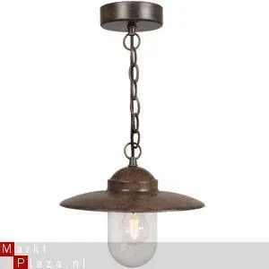 Landelijke stallamp hanglamp ketting roest bruin stallampen. - 1
