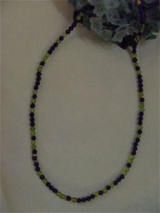 Ketting "Blauw-Groen met echt Goud