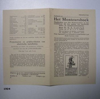 [1924] Prospectus: Het Monteursboek, Ludolph, Kluwer - 2