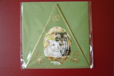 wenskaart nr.531 staande pyramide kaart poes/konijn - 1