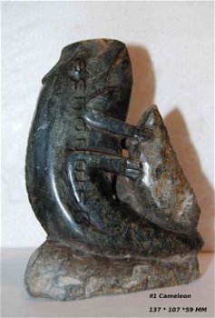 #1 Steatite soapstone Cameleon Speksteen Kameleon - 1