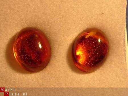 Amber oorstekers 10*8mm in zilver 925 - 1