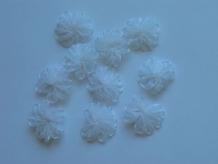 10 satin flowers white - 1