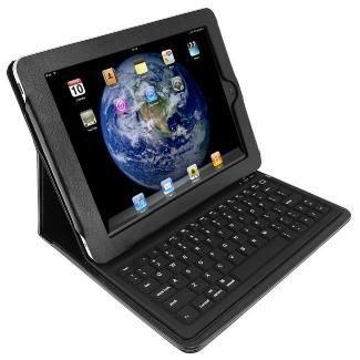 Leer Hoesje met Bluetooth Keyboord voor iPad, Zwarte Kleur, - 1