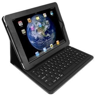 Leer Hoesje met Bluetooth Keyboord voor iPad2, Zwarte Kleur, - 1