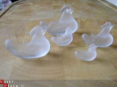 4 frosted glas kippetjes van 2 cm tot 4 cm hoogte