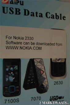 Datakabel voor Nokia 1209,2630,7100s,7070, 2330, Nieuw, €6