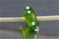 1 glaskraal / bead voor beads armb olijfgroen wit lint stip. - 1 - Thumbnail