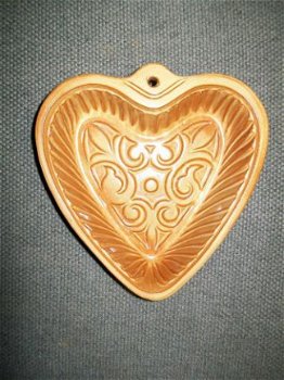 Puddingvorm Hart Hartvormig grauw gelig aardewerk - 1