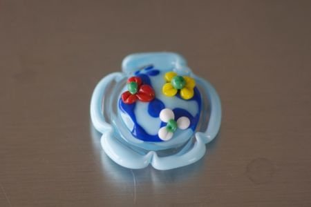 Ringtop glasbead gekleurde bloemen verwisselbaar. - 1