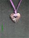 mooie dubbele harthanger aan dieppaarse zijden koordjes - 1 - Thumbnail