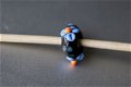 1 glaskraal/bead voor beads armb periwinkel bloem met oranje - 1 - Thumbnail