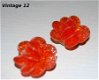 Oorclips earclips Vintage 12 oranje bloem orange flower - 1 - Thumbnail