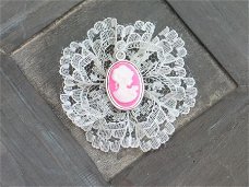 cameo 18x13 with silver frame charms pink