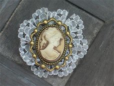cameo 28x21 with frame 2 vintage brown