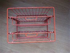 rood draad ijzeren retro rekje met 2 schuifladen 24x25x19