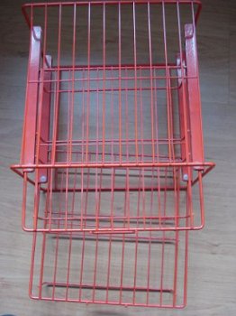 rood draad ijzeren retro rekje met 2 schuifladen 24x25x19 - 1