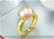 Goldplated Ring (GP) met fraaie pink parel no 251 - 1 - Thumbnail
