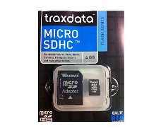 Micro SD, SDHC, Traxdata, 4GB, Nieuw, €10