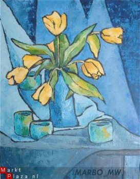 Gele tulpen in blauw nr. 71 - 1