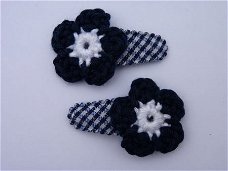 ** Peuter haarspeldjes geruit (donkerblauw/wit)