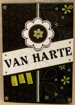 Felicitatiekaart 01: Van Harte (zwart/groen) - 1