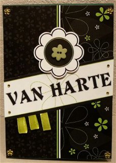 Felicitatiekaart 01: Van Harte (zwart/groen)