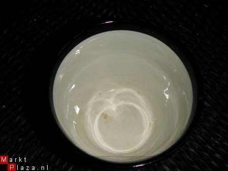 Potje/bloempot in zwart met pastelgeel B-v-4-b - Afbeelding 2