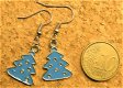 NIEUW kerstboom oorbellen blauw - 1 - Thumbnail