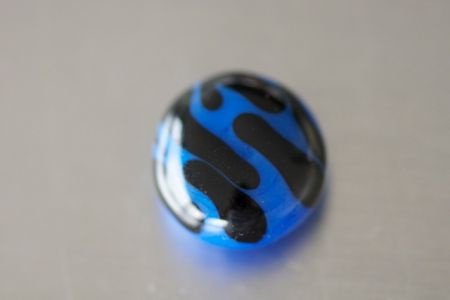 Ringtop glasbead blauw zwart verwisselbaar. - 1