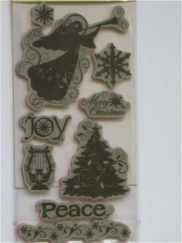 recollections rubber cling stamp peace,merry christmas - 1