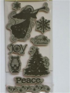 recollections rubber cling stamp peace,merry christmas