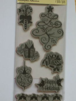 recollections rubber cling stamp happy holidays - 1
