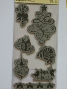 recollections rubber cling stamp happy holidays