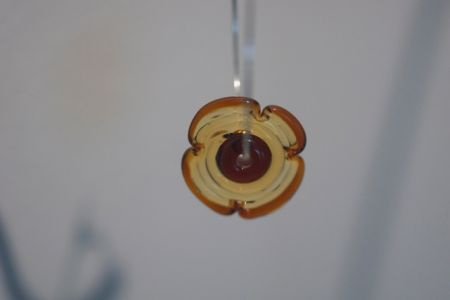 Oorbellen / ringen met amber glasbloemen / beads. - 1