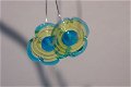 Oorbellen / ringen met lime aqua glasbloemen / beads. - 1 - Thumbnail