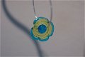 Oorbellen / ringen met lime aqua glasbloemen / beads. - 1 - Thumbnail